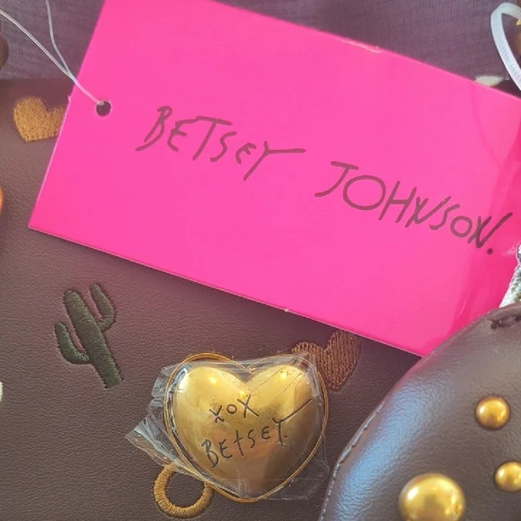Betsey Johnson Brown Satchel with Gold Accents - Picture 2 of 7